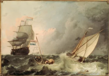 Zeilschepen op ruwe zee