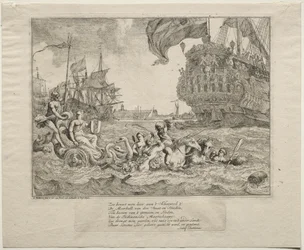 De personificatie van Amsterdam rijdend in Neptunus