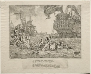 De personificatie van Amsterdam rijdend in Neptunus
