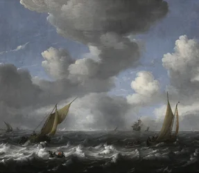 Zeegezicht met vissersboten