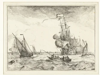 Gezicht op het IJ met roeiboot