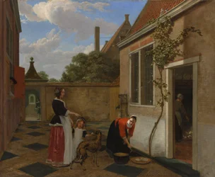Scène in een binnenplaats