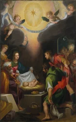 De Aanbidding van de Herders met Sint-Catharina van Alexandrië
