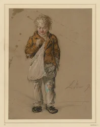 Bedelende jongen met tas