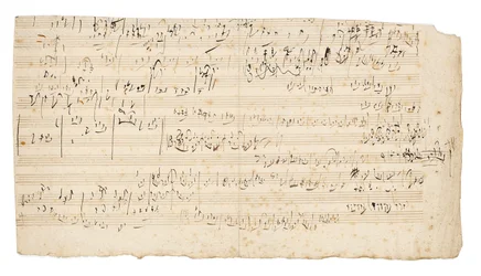Autograaf muziekmanuscript, een schetsblad voor het langzame deel van het Strijkkwartet in C, Op.59, No.3, het derde "Razumovsky" kwartet, Wenen, c.1806
