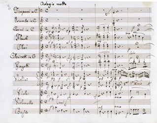 Muziekblad van Symfonie nr. 1 in C majeur van de Duitse componist Ludwig van Beethoven (1770-1827) (1799-1800), Milaan, Biblioteca del Conservatorio