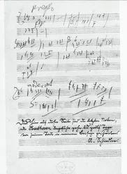 De laatste muziekpagina geschreven door de Duitse componist Ludwig van Beethoven (1770-1827)