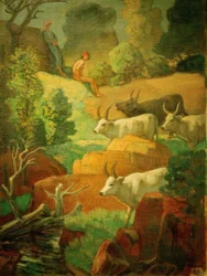 Runderen bij de drinkplaats