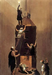 Uitzicht op de doorgang in de grote piramide in Egypte