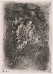 Portret van een jonge vrouw in profiel