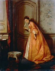 Luisteren, door Luigi Crosio, olieverf op paneel
