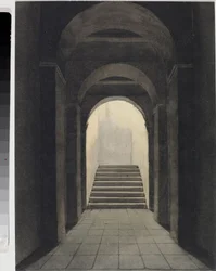 Perspectief van de gang in het Kapucijnenklooster in Genua