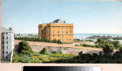Zicht op Palazzo Pallavicini genaamd Palazzo delle Peschiere, Genua