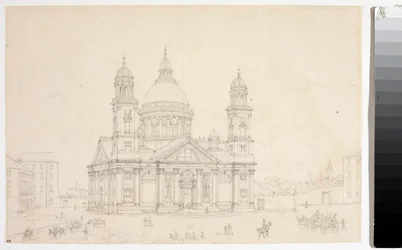 Uitzicht op de Basiliek Santa Maria Assunta di Carignano in Genua