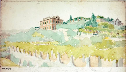 Gezicht op de villa van markies Gian Carlo di Negro, bekend als Villetta Di Negro, in Genua, circa 1820.