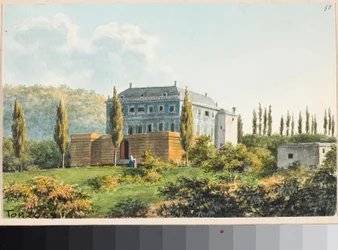 Uitzicht op villa waarschijnlijk in Albaro district, Genua