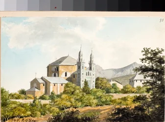 Uitzicht op de kerk van ss Nazarius en Celsus in Arenzano, Genua