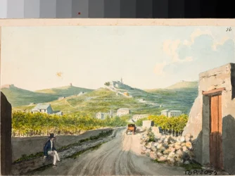 Uitzicht over het heiligdom Nostra Signora del Monte, Genua (ca. 1825)