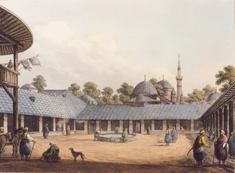 Borgas Caravanserai, Roemenië, gravure