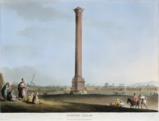 Egypte, Alexandrië, Pompeiuszuil door Luigi Mayer