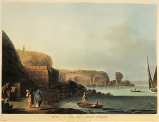 Egypte, Alexandrië, Ruïnes van de Ptolemaeïsche Bibliotheek door Luigi Mayer