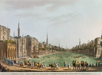 Hoofdplein in Groot-Caïro, met het paleis van Murad Bey, plaat 27 uit 