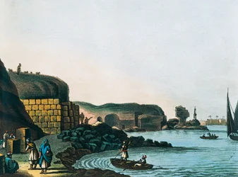 De ruïnes van de bibliotheek van Ptolemaeus in Alexandrië, door Luigi Mayer