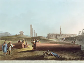 De ruïnes van het gymnasium bij de Canopische Poort in Alexandrië