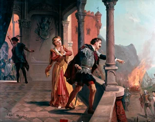 Illustratie voor Manrico aria, Di quella pira Act III, in Il trovatore, opera van Giuseppe Verdi