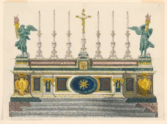 Tekening, Altaar van gekleurde knikkers, ca. 1820