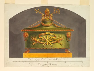 Tekening, Sarcofaag voor de relikwie, ca. 1825