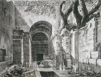 Romeinse overblijfselen bij Castel Gandolfo, Meer Albano, uit 