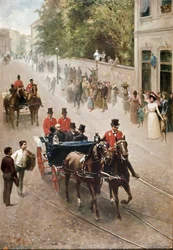 De koning van Italië Umberto I van Savoye in Monza