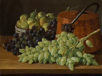 Stilleven met druiven, vijgen en een koperen ketel, ca. 1770