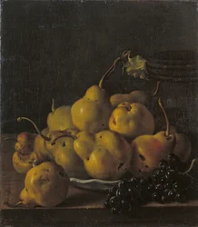 Stilleven met peren en druiven