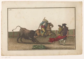 Picador steekt zijn lans in een stier