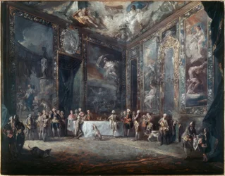 Karel III dineert in aanwezigheid van het hof