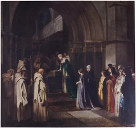Katholieke koningin Isabella in het kartuizerklooster van Miraflores