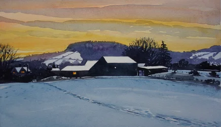 Zonsondergang op de Winterboerderij