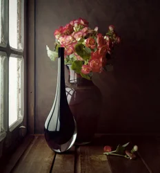 Raamverlichting met roze bloemen