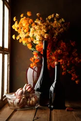 Rustieke knoflook en bloemen