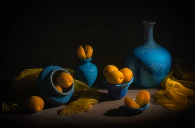 Blauw en gouden stilleven