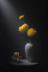 Stilleven met gouden bloemen