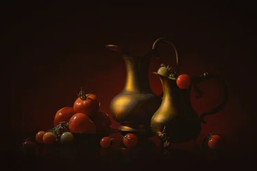 Tomaten in gouden kannen