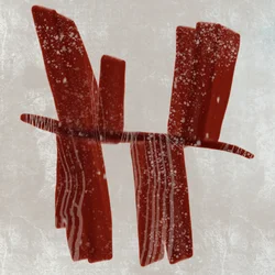 Besneeuwde rode abstractie