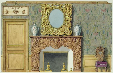 Schoorsteen in de eetkamer aan de rue Fortunee, huis gekocht door Balzac in 1847