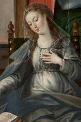 Aanbidding der Wijzen, drieluik, rechter paneel achterkant, detail