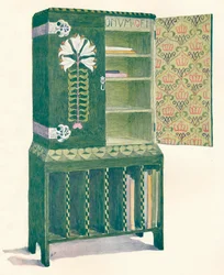 Muziekkabinet. Naar een schets van M. H. Baillie Scott, 19e eeuw