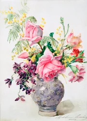 Vaas met rozen, ca. 1865-1928