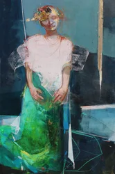 Inner Space 2, 2020 (acryl, pastel en bladgoud op doek)